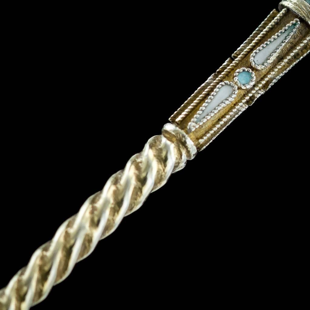 Antique Russian Solid Silver and Cloisonné Enamel Spoons, V Agafonov, circa 1910 2