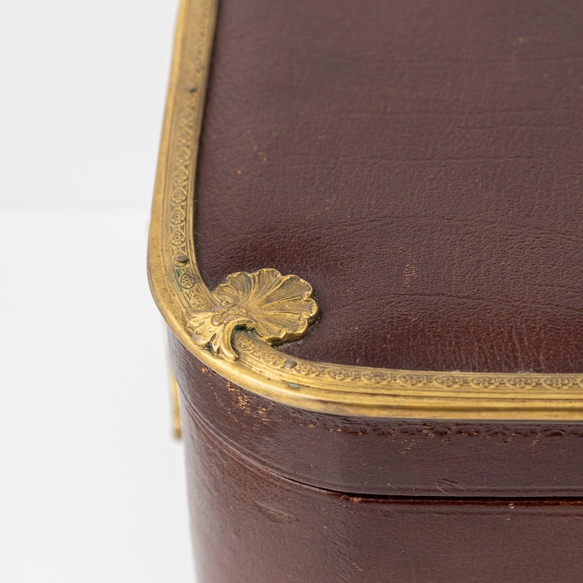 Antique 20thC Solid Silver & Burgundy Leather Three Tier Jewellery Box c.1920 For Sale 2