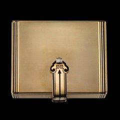 Antique Tiffany Art Deco Gold, Enamel and Diamond Vanity Case, circa 1920
