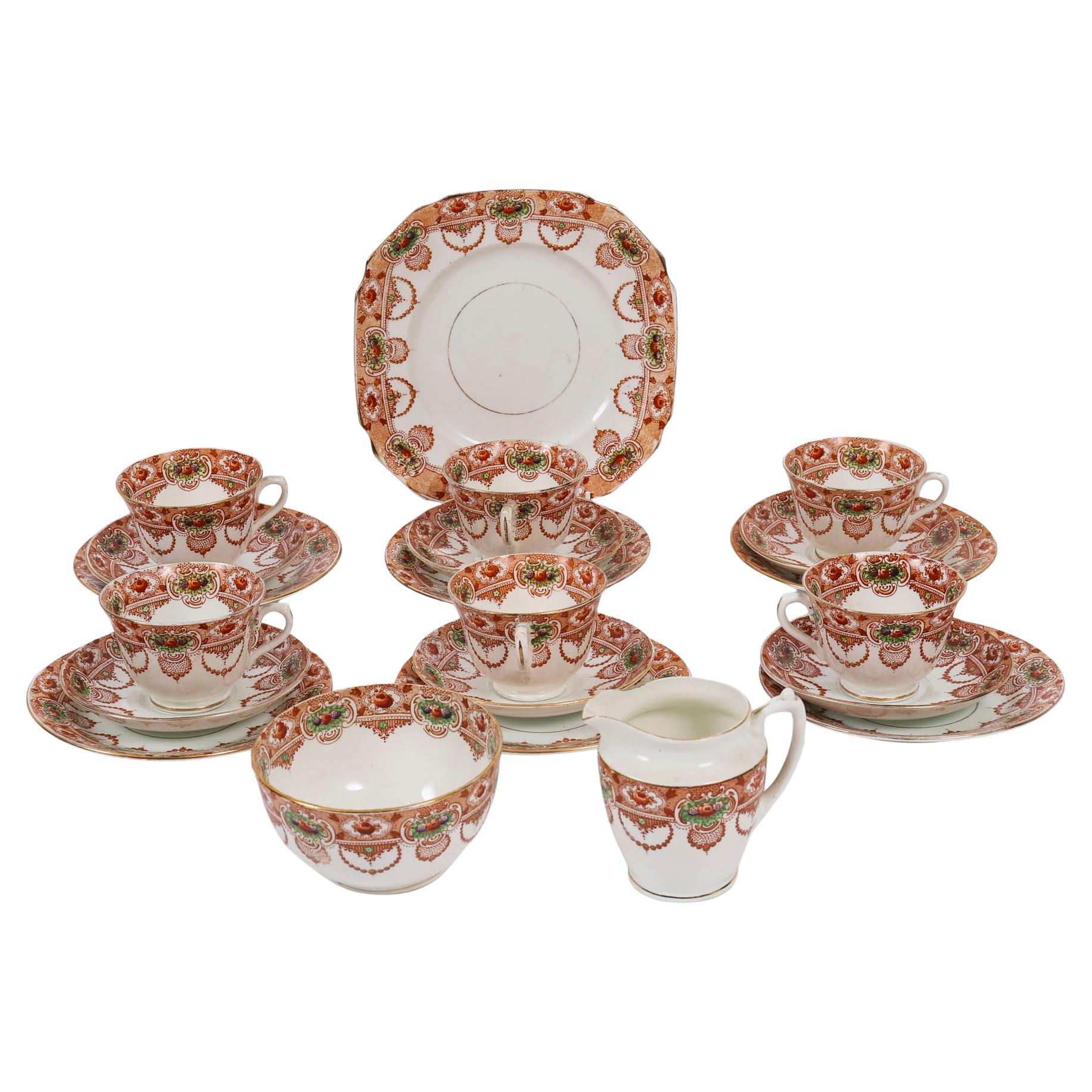 Antique 21 piece Doric China Longton Stafford Porcelain Tea Set 20th Century
