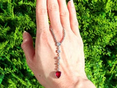 Antique 2.10 Carat Pear Cut Ruby 2.04 Carat Diamond Platinum Pendant Circa 1915