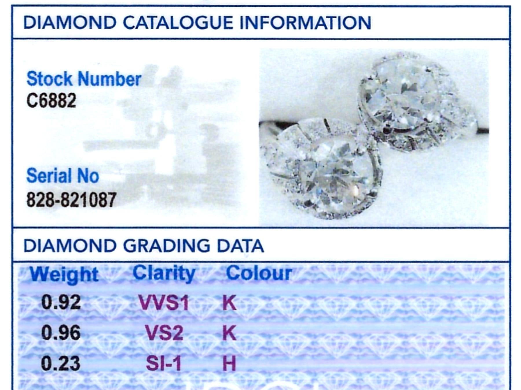 Antique 2.11 Carat Diamond and White Gold Toi Et Moi Ring For Sale 4