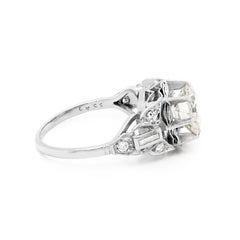 Antique 2.11 Carat Transitional Cut Diamond Platinum Engagement Ring, circa 1910
