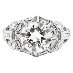 Antique 2.11 Carat Transitional Cut Diamond Platinum Engagement Ring, circa 1910