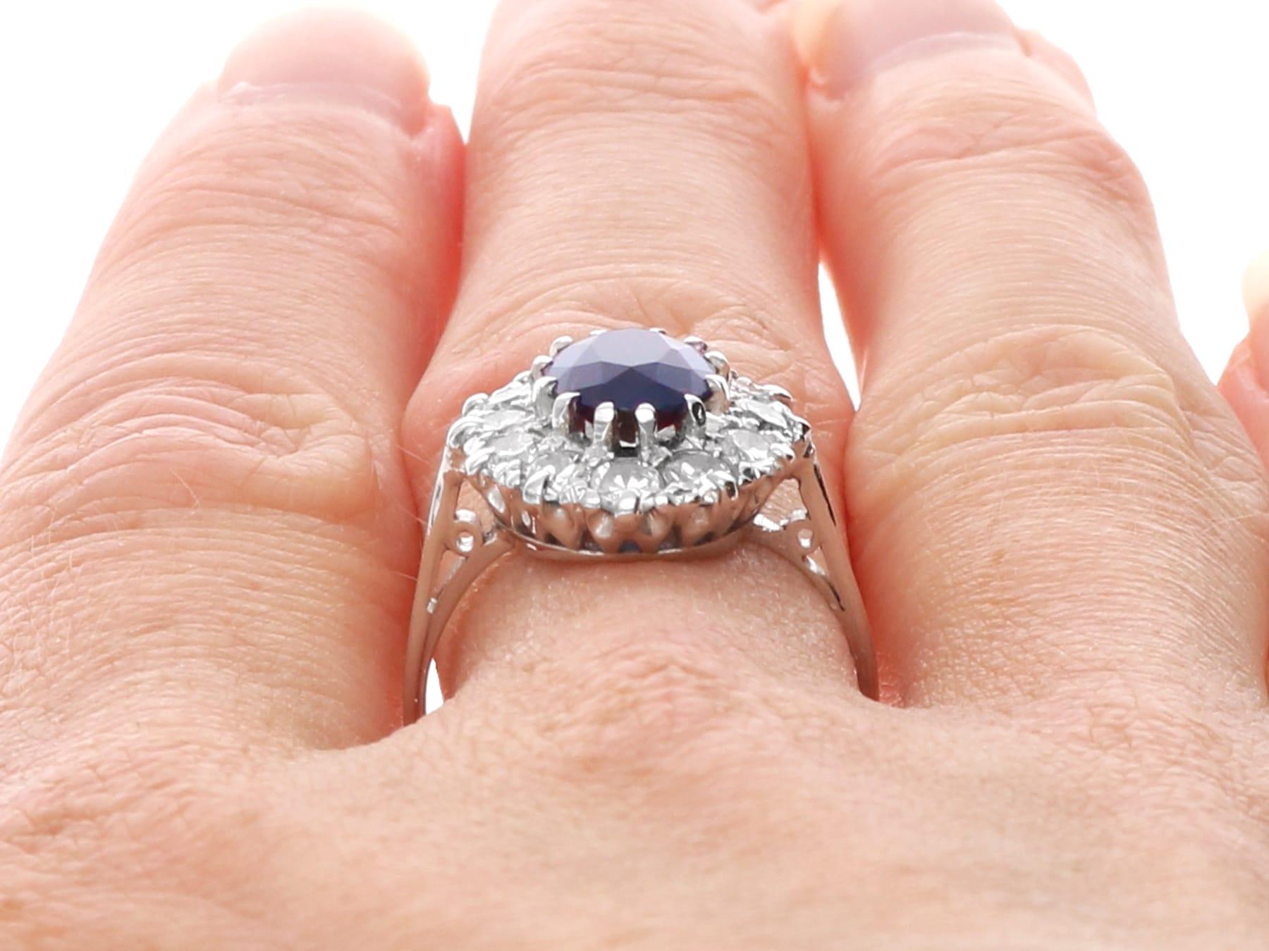 Bague ancienne en or blanc 18k de 2,13 carats de saphir et 1,00 carat de diamant Circa 1935 en vente 6