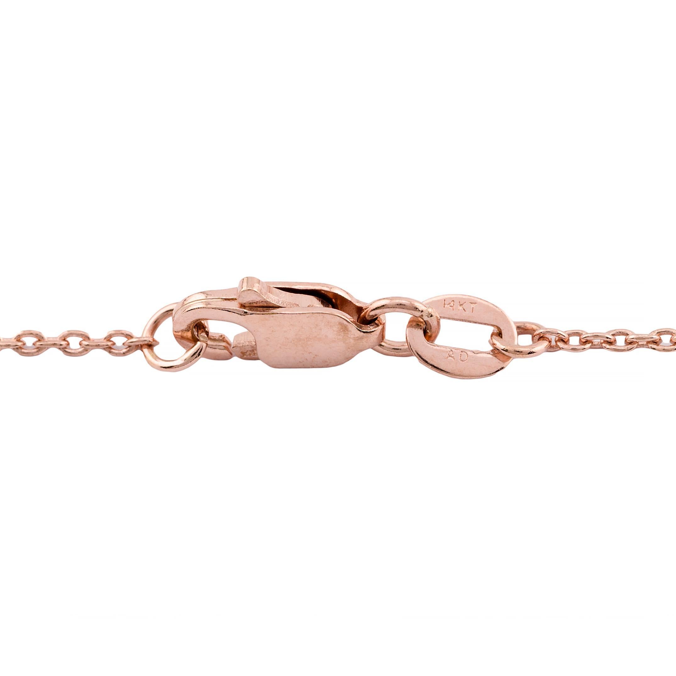 Women's Antique 2.16ctw Mine Cut Diamond Fringe Necklace in 14 Karat Rose Gold For Sale