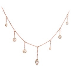 Antique 2.16ctw Mine Cut Diamond Fringe Necklace in 14 Karat Rose Gold