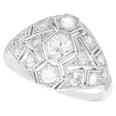 Antique 2.17 Carat Diamond and Platinum Art Deco Dress Ring