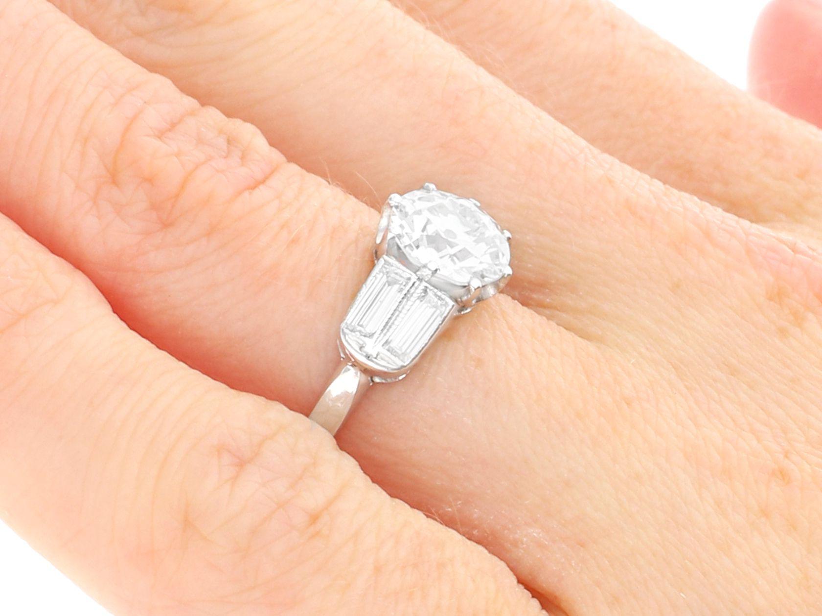 Antique 2.17ct Diamond and 14ct White Gold Solitaire Ring For Sale 6