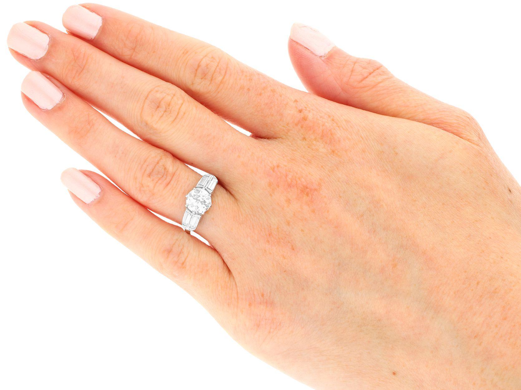Antique 2.17ct Diamond and 14ct White Gold Solitaire Ring For Sale 5