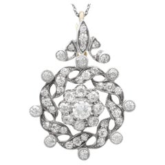 Antique 2.17Ct Diamond and 10k Yellow Gold Pendant / Brooch / Hair Clip