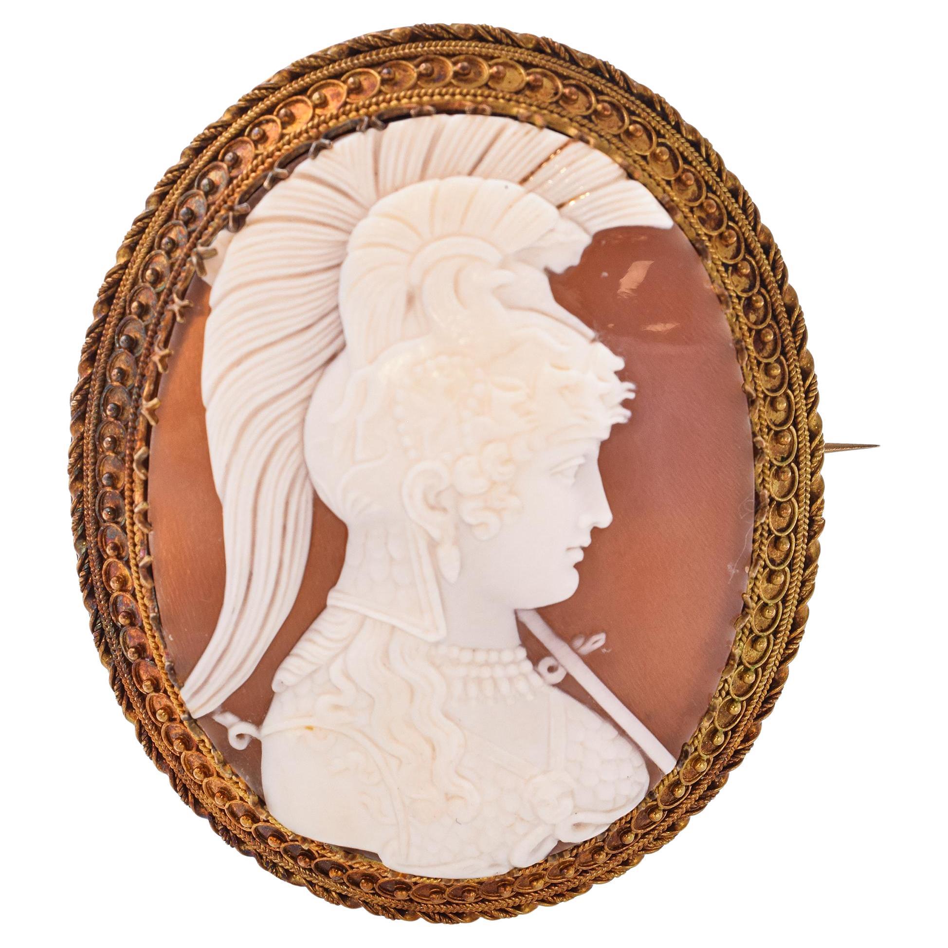 Antique 21k Gold "Athena Parthenos" Cameo Brooch