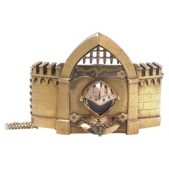Antique 21KT Gold Novelty Castle Watch Bangle