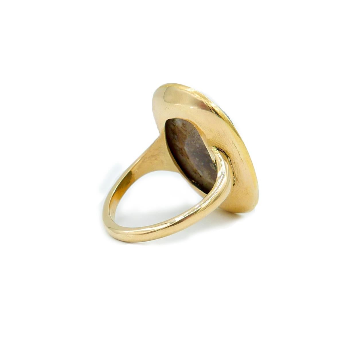 Antique 22 Karat Yellow Gold Hardstone Agate Cameo Roman Emperor Ring ...