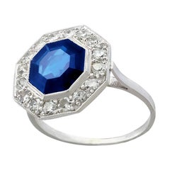 Antique 2.20 Carat Sapphire and Diamond Platinum Cocktail Ring Circa 1930 Antique 2.20 Carat Sapphire and Diamond Platinum Cocktail Ring Circa 1930