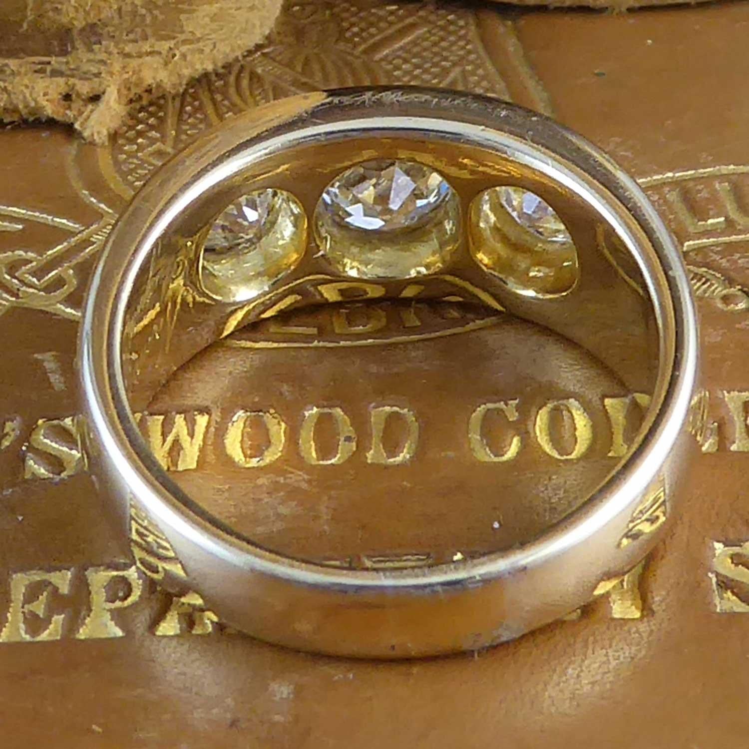Antique 2.20 Carat Victorian Diamond Three Stone Ring, circa 1886, Yellow Gold 7