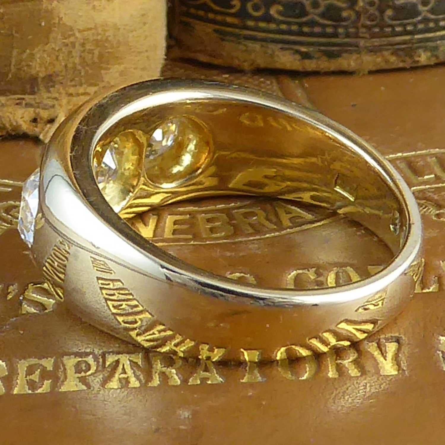 Antique 2.20 Carat Victorian Diamond Three Stone Ring, circa 1886, Yellow Gold 9