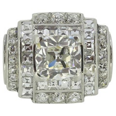Mid-Century 2.22 Carat Peruzzi Cut Diamond Cluster Ring