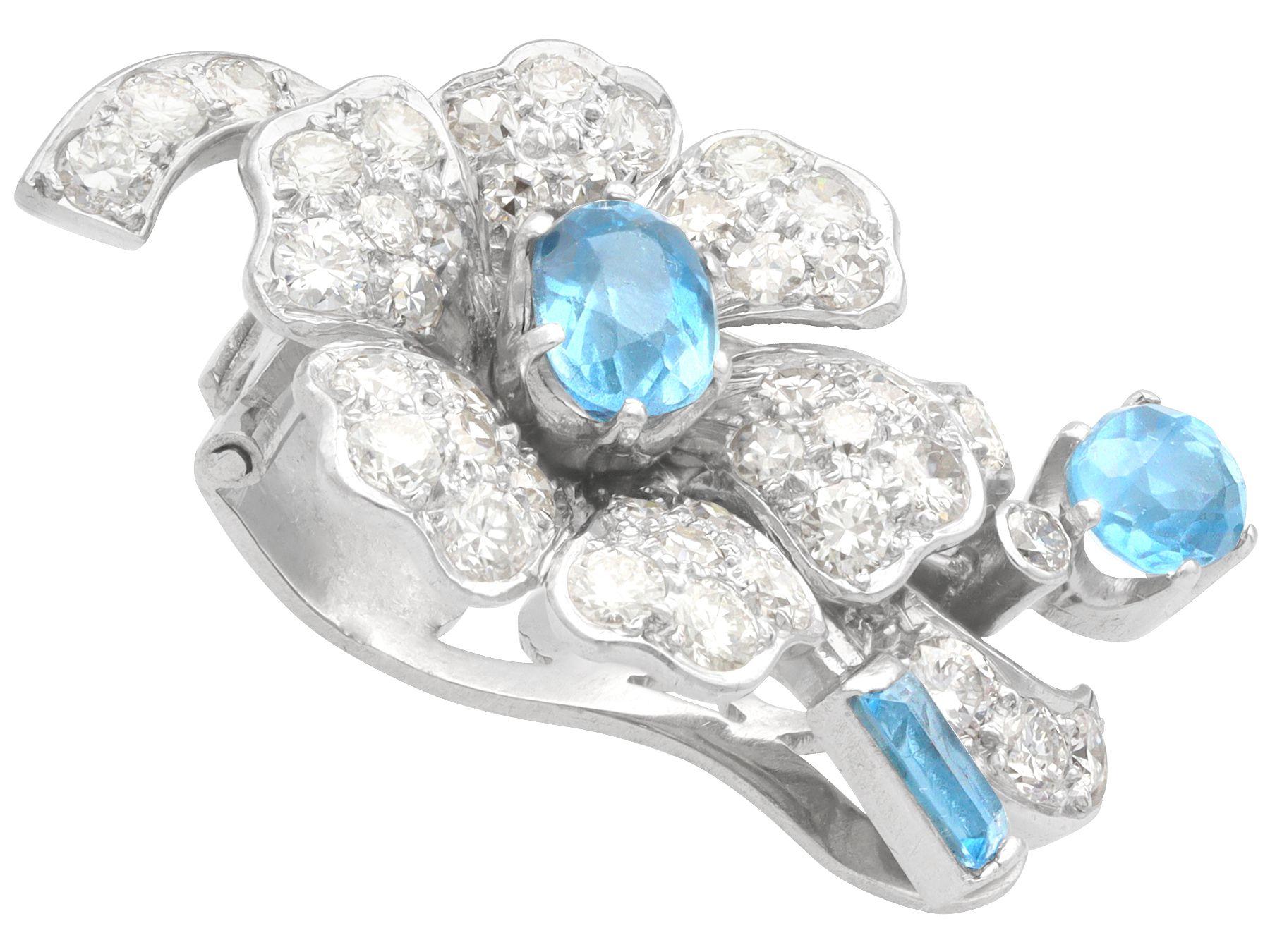 Boucles d'oreilles anciennes en platine avec aigue-marine de 2,23 carats et diamants de 2,75 carats, c. 1930 Excellent état - En vente à Jesmond, Newcastle Upon Tyne