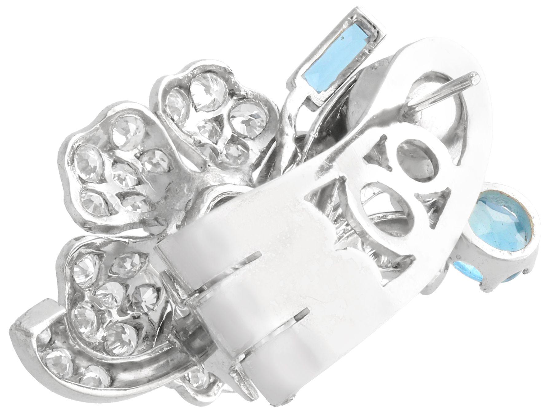 Boucles d'oreilles anciennes en platine avec aigue-marine de 2,23 carats et diamants de 2,75 carats, c. 1930 Unisexe en vente