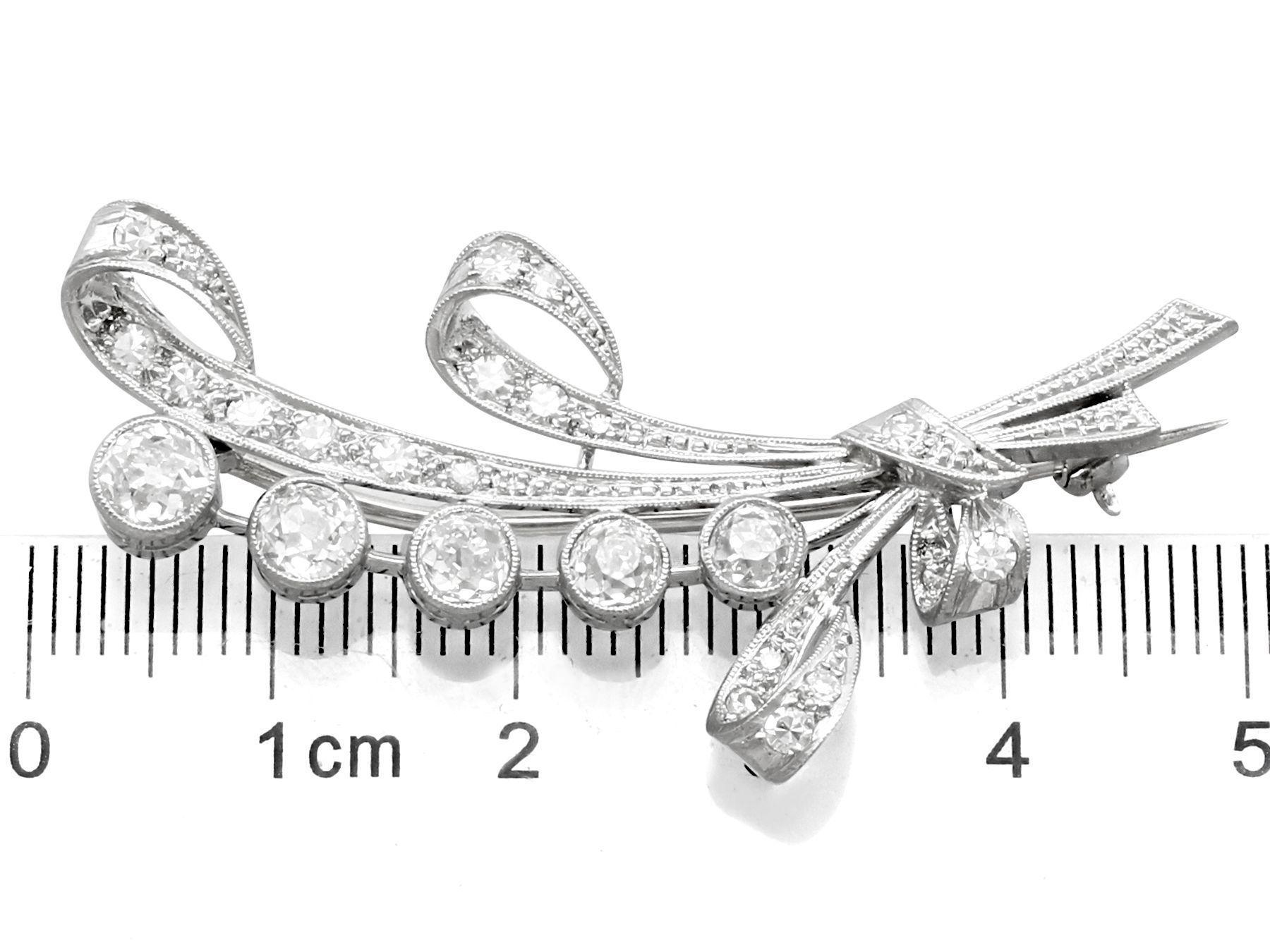 Antique 2.23ct Diamond and Platinum Spray Brooch, circa 1910 2