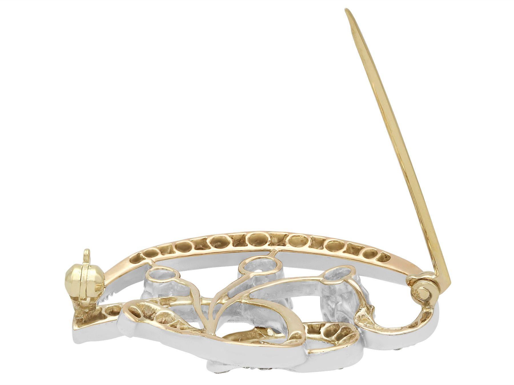 Antique 2.25 Carat Diamond and Yellow Gold Brooch, circa 1890 For Sale 1