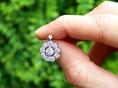Antique 2.25 Carat Diamond and 18k White Gold Cluster Earrings Circa 1930