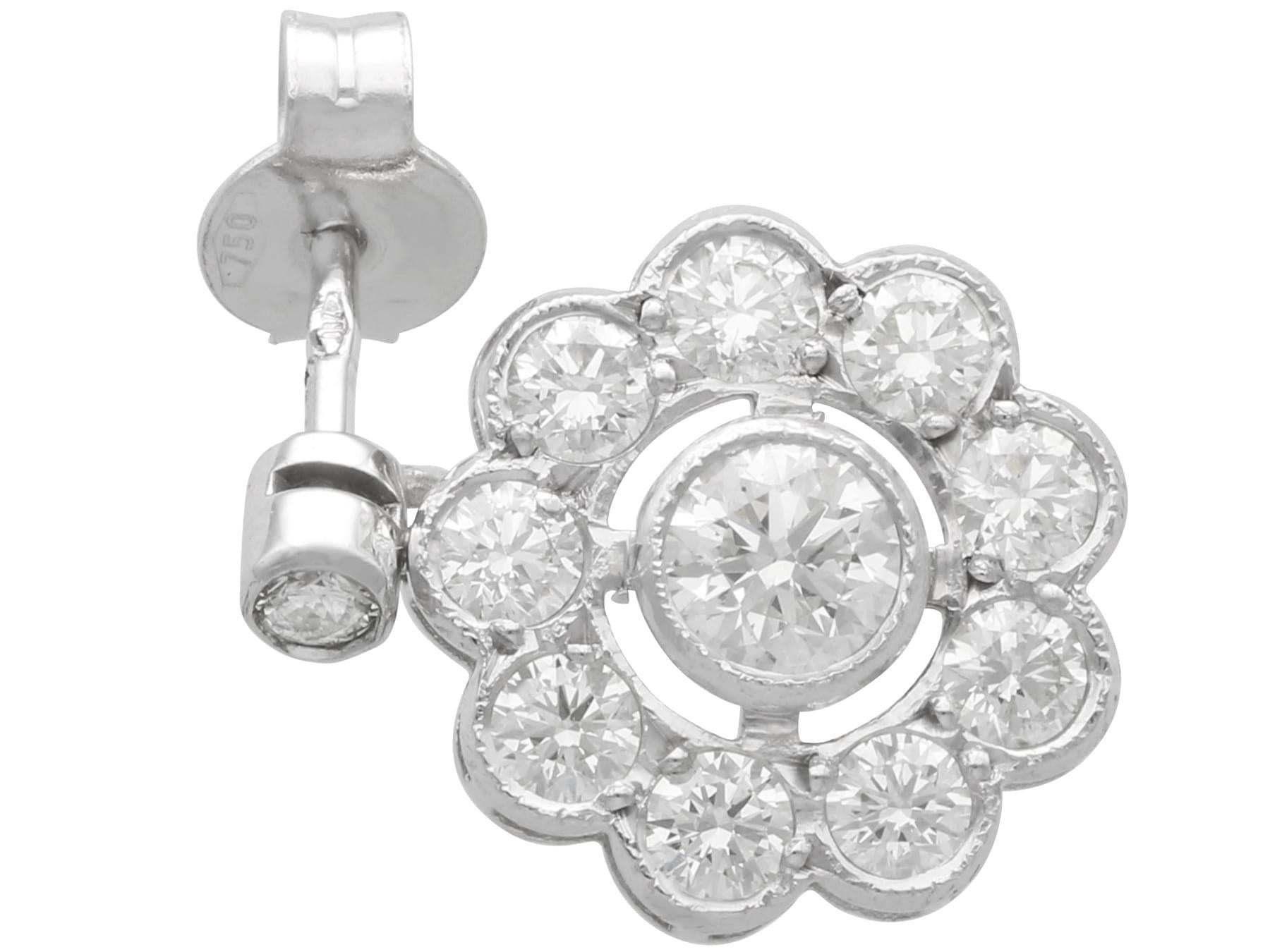 Boucles d'oreilles anciennes en or blanc 18 carats et diamants de 2,25 carats, c. 1930 Excellent état - En vente à Jesmond, Newcastle Upon Tyne