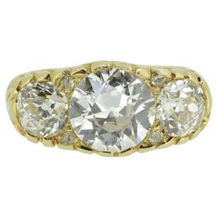 Antique 2.25 Carat Old Cut Diamond Three-Stone Ring