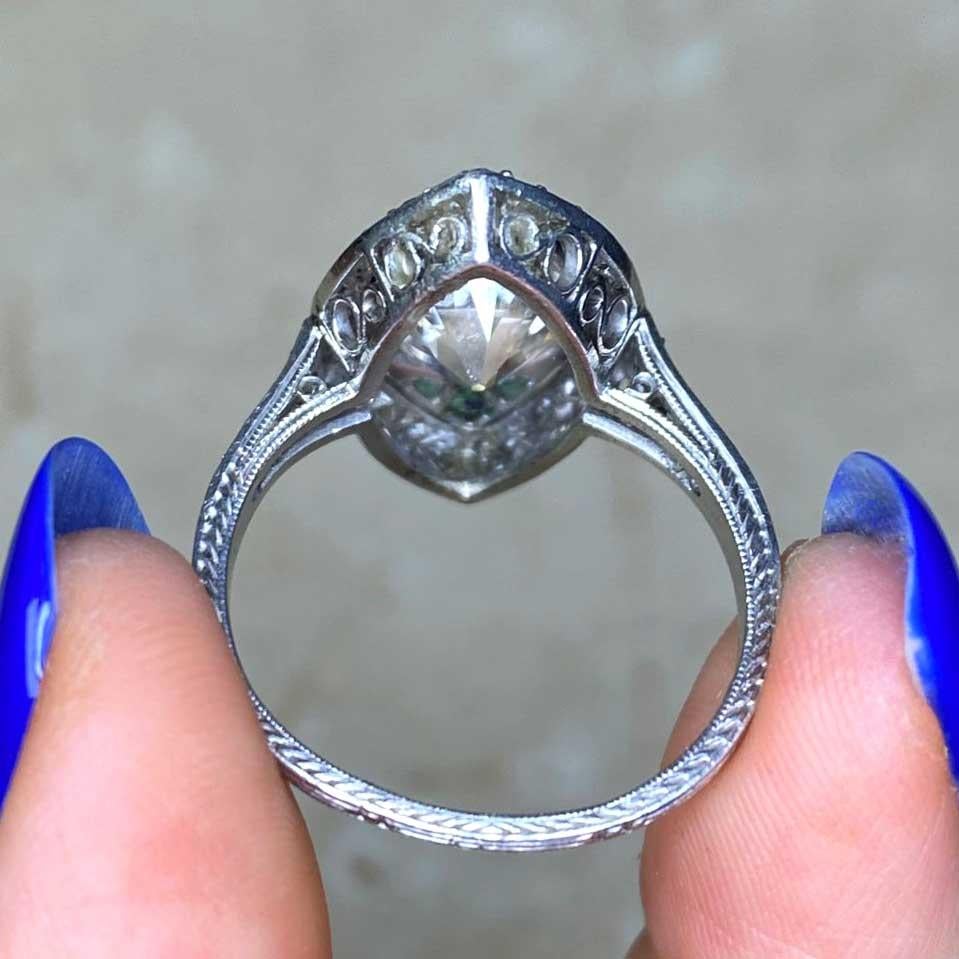 Antique 2.25ct Old European Cut Diamond Cocktail Ring, I color, Platinum For Sale 5