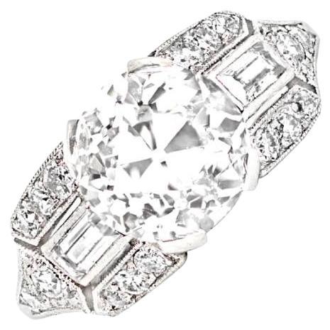 Antique 2.26 Carat Old Euro-Cut Diamond Engagement Ring, VS1 Clarity, Platinum For Sale