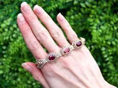 Bracciale antico in oro giallo 10k con granato da 22,82 carati e citrino da 1,95 carati