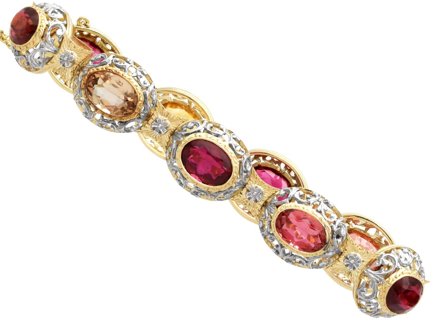 Oval Cut Antique 22.82 Carat Garnet and 1.95 Carat Citrine 10k Yellow Gold Bracelet For Sale