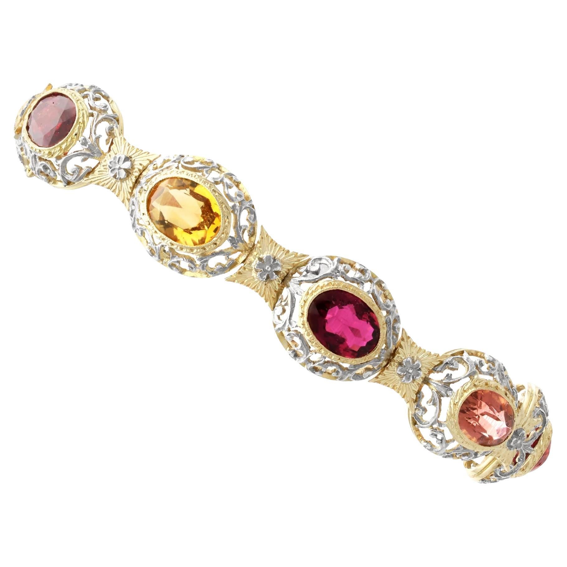 Antique 22.82 Carat Garnet and 1.95 Carat Citrine 10k Yellow Gold Bracelet