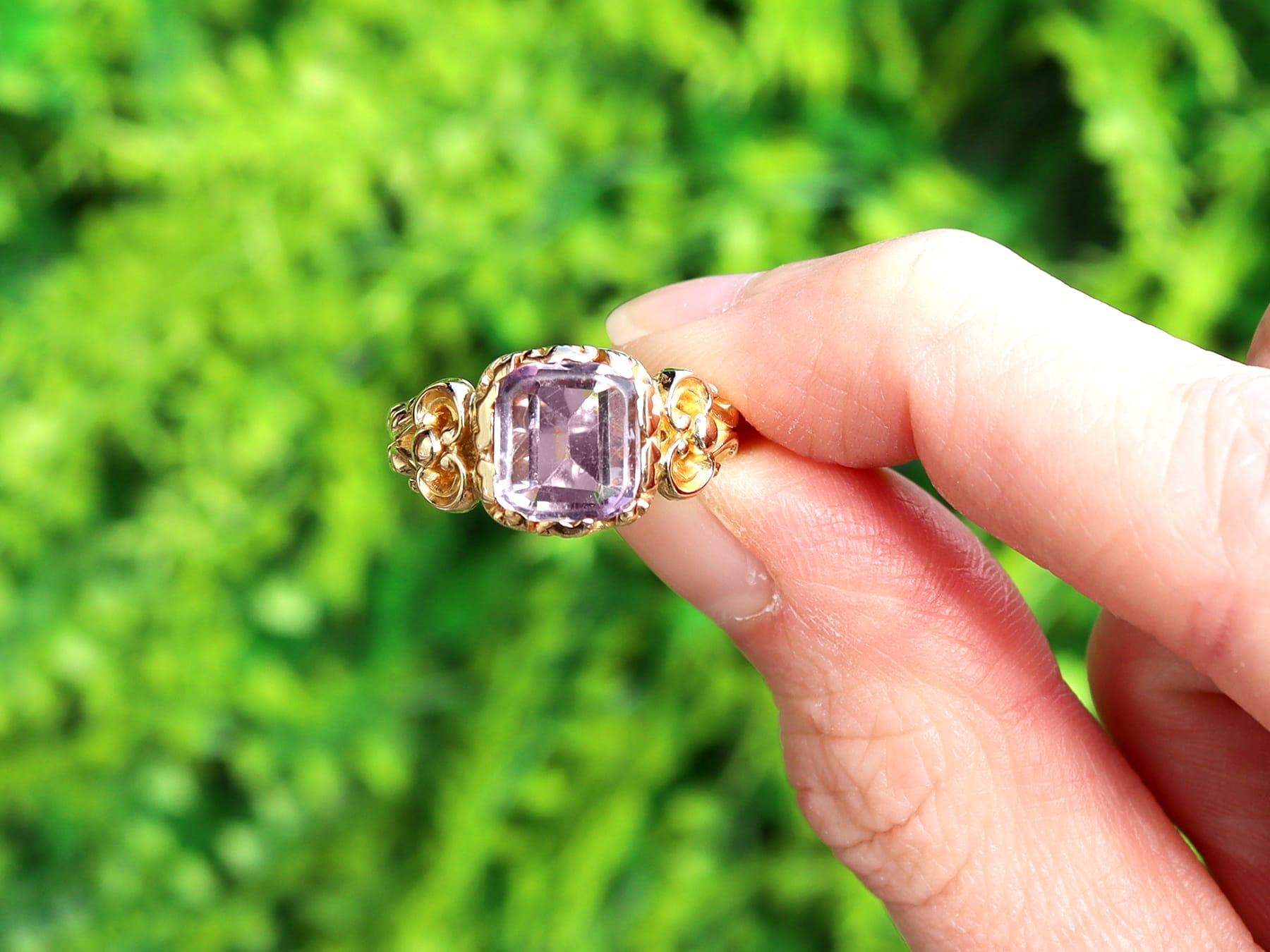 A fine and impressive 2.28 carat amethyst and 15 karat yellow gold ring; part of our diverse antique amethyst jewellery and estate jewelry collections.

This fine and impressive antique amethyst ring has been crafted in 15k yellow gold.

The pierced