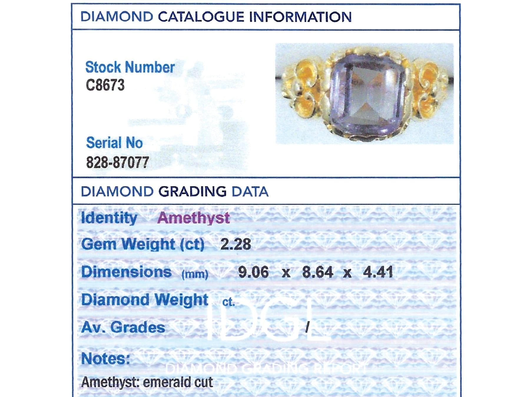 Antique 2.28Ct Amethyst and 15k Yellow Gold Ring Circa 1840 For Sale 1