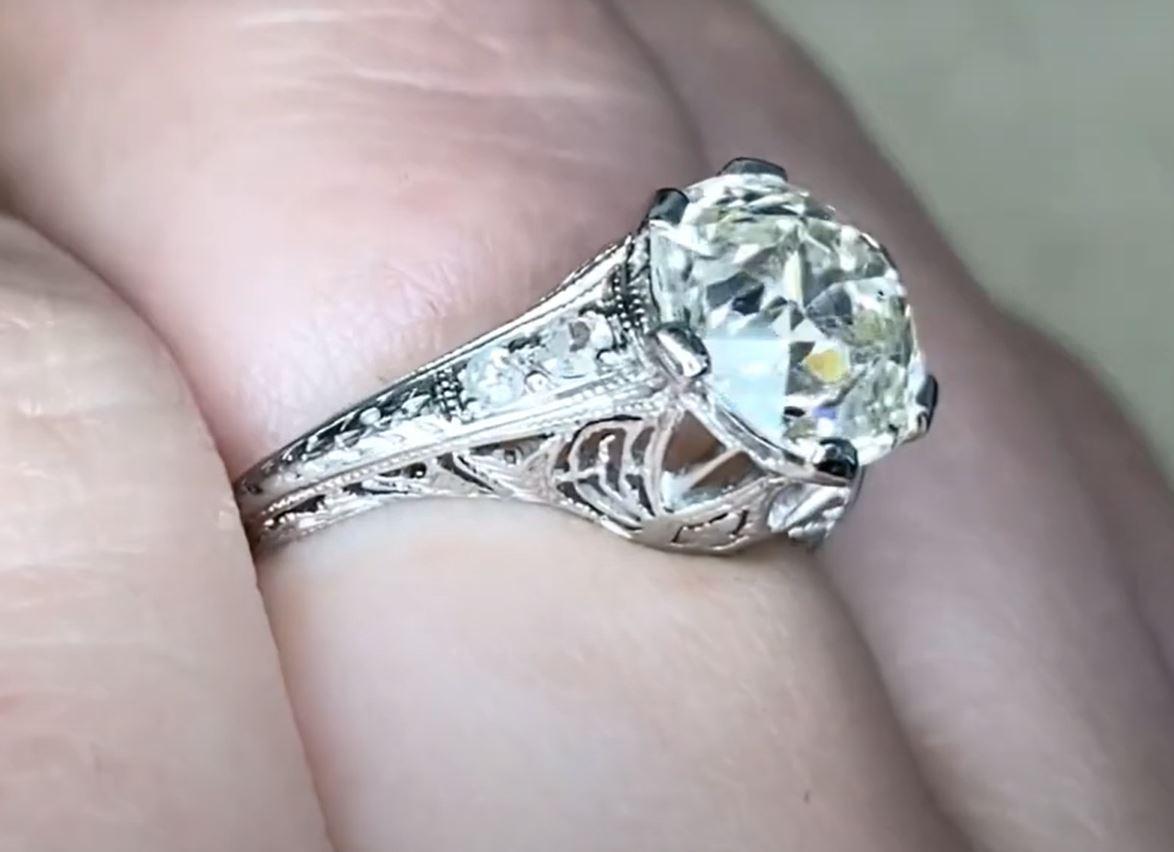 Women's Antique 2.28ct Old European Cut Diamond Engagement Ring, Platinum, Circa 1920