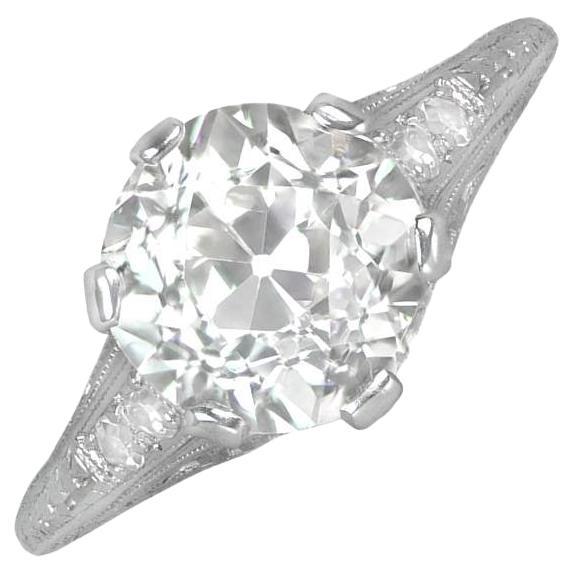 Antique 2.28ct Old European Cut Diamond Engagement Ring, Platinum, Circa 1920