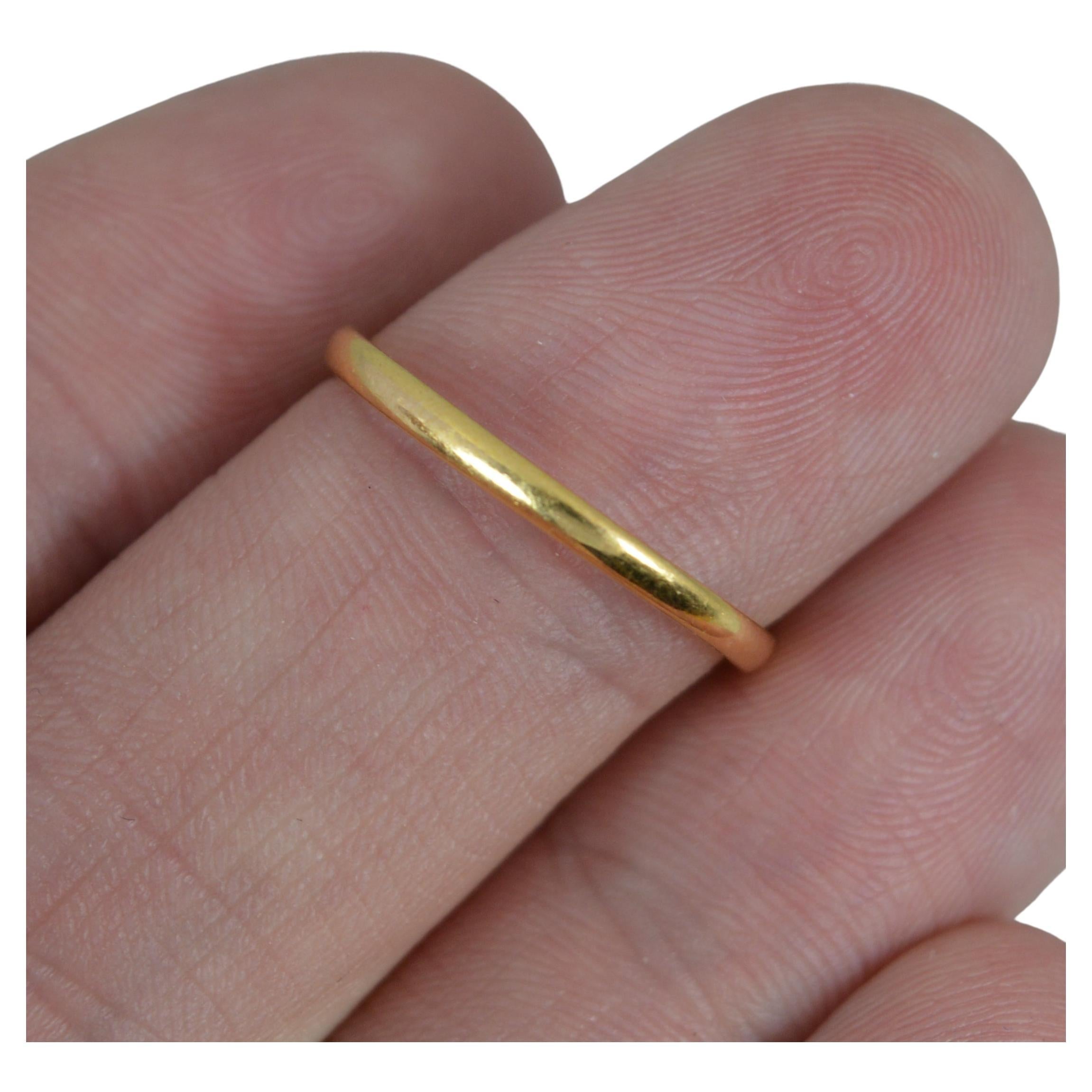 Antique 22ct Gold Fidelity Plain Stack Wedding Band For Sale