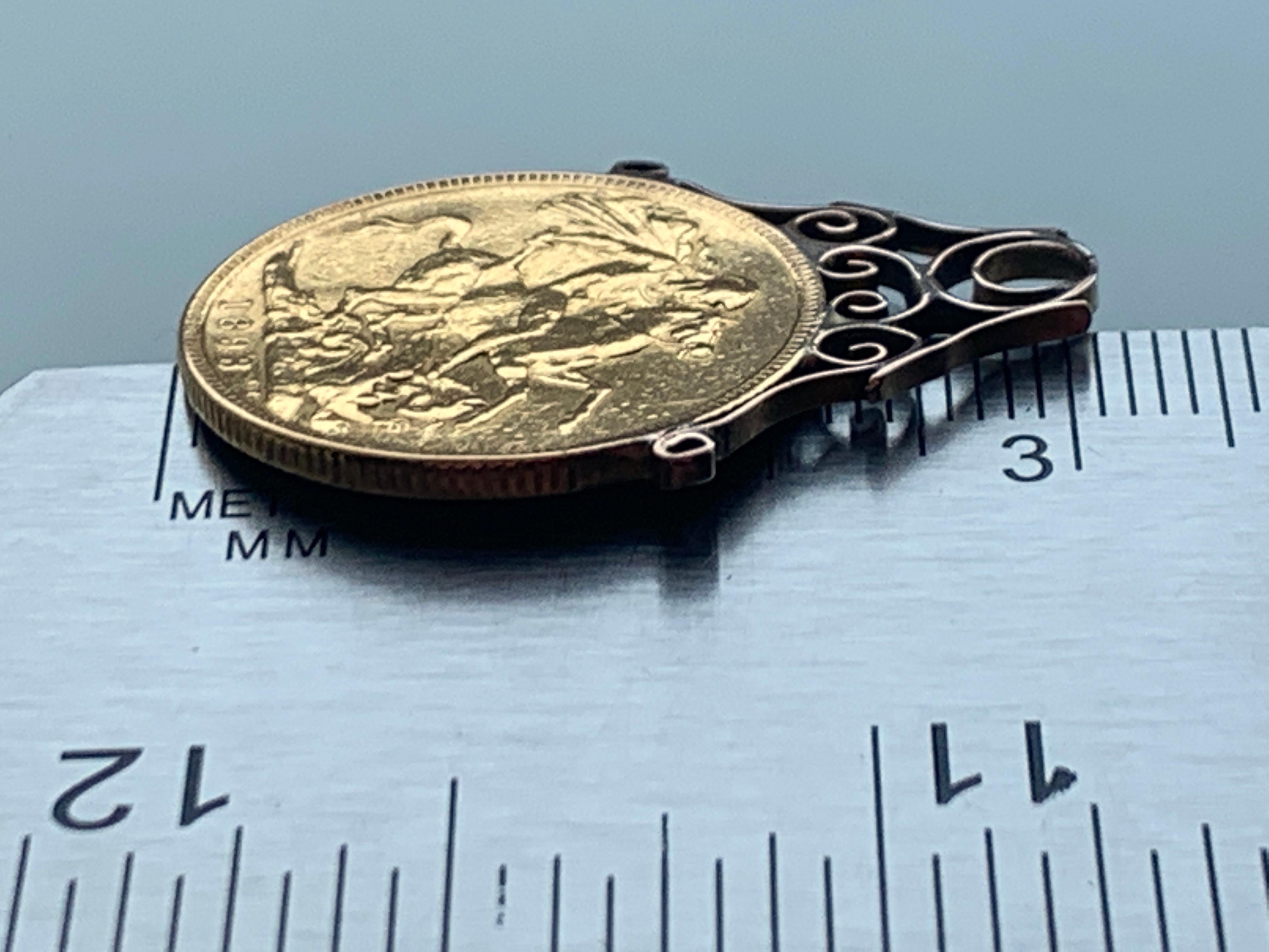 Antiker 22ct Gold Sovereign-Anhänger 1