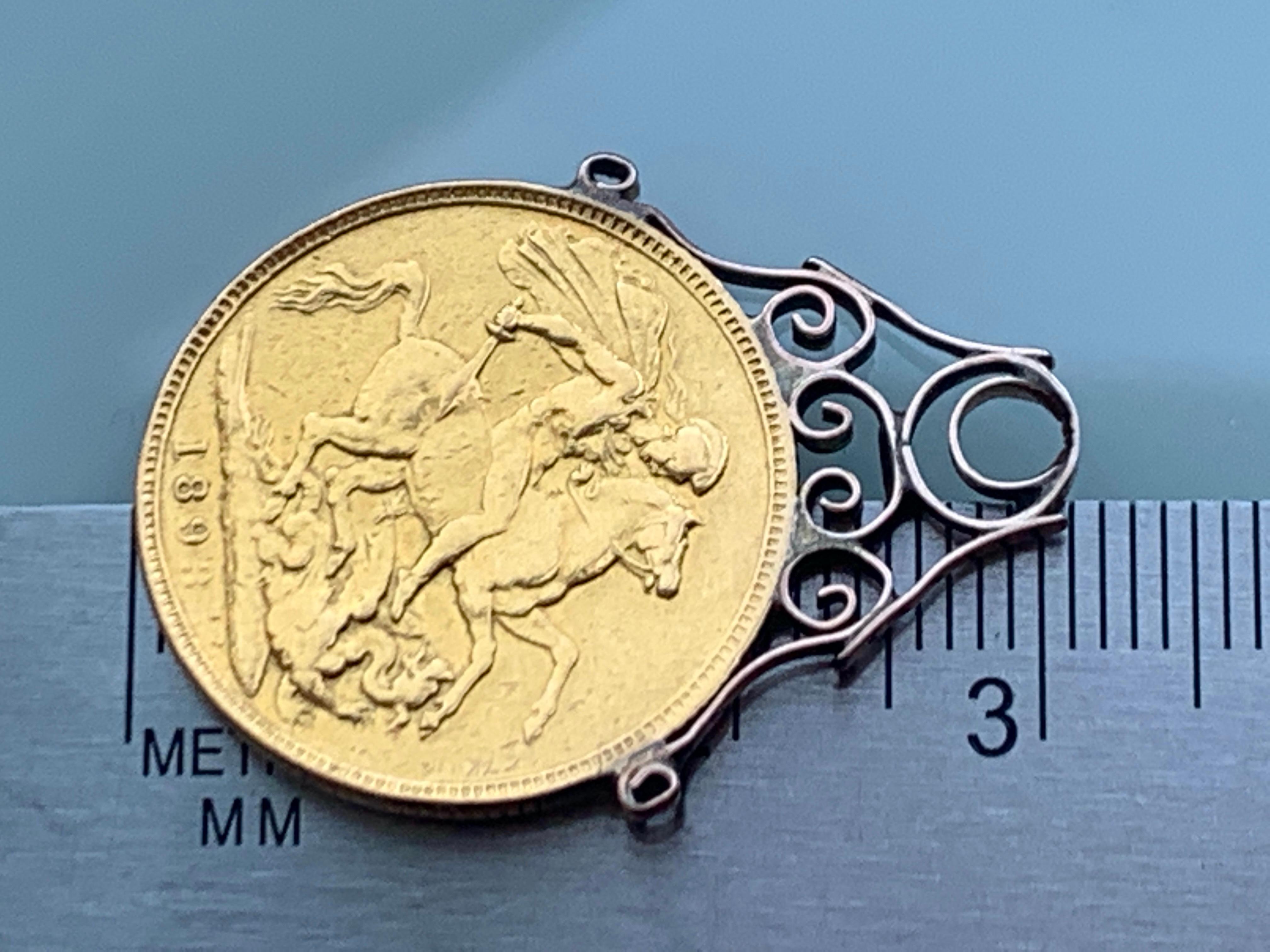 Antiker 22ct Gold Sovereign-Anhänger 2