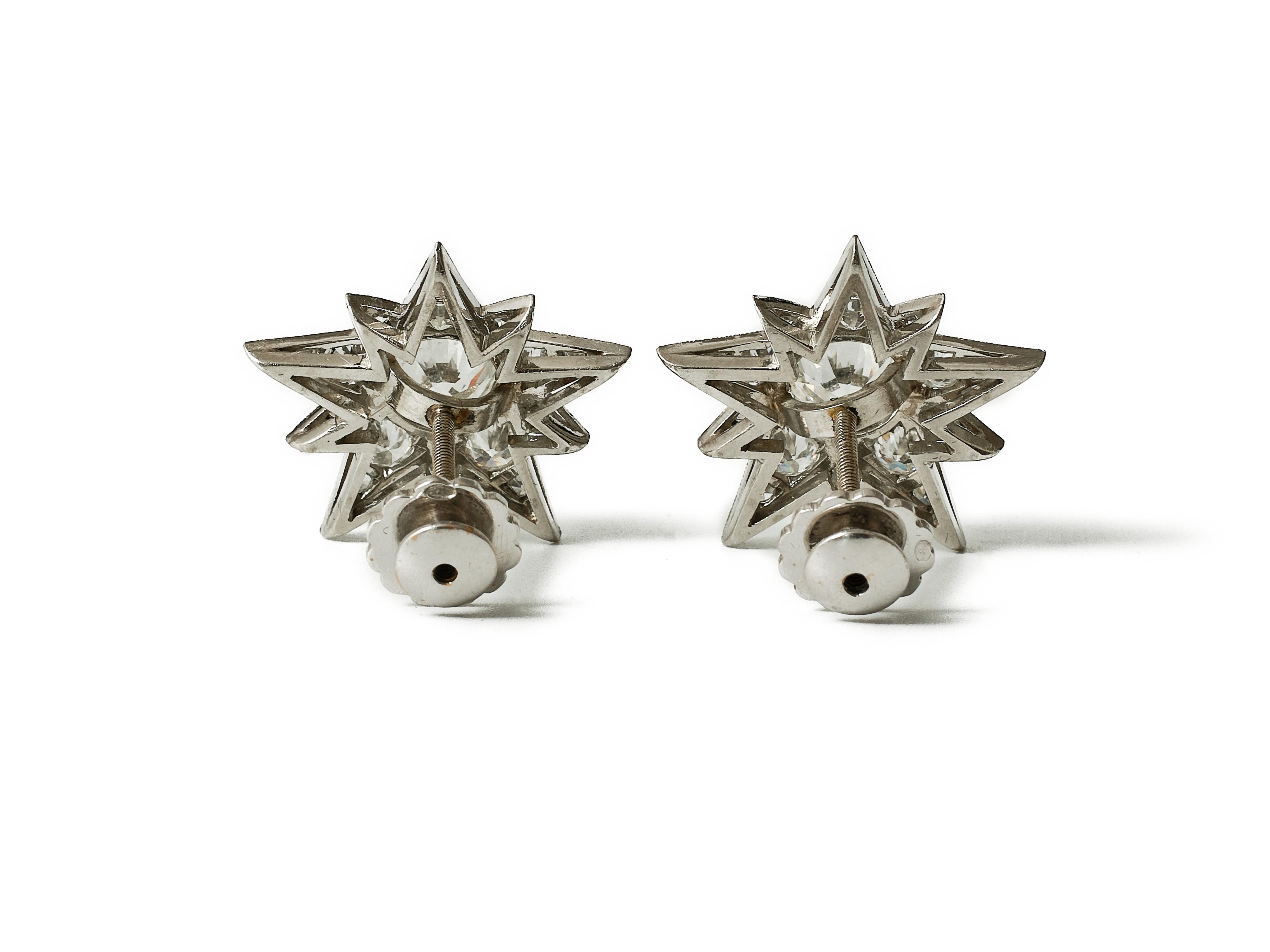 Old European Cut Antique 2.2ct old european cut diamond star earrings For Sale