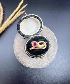 Antique 22ct Yellow Gold, Edwardian Ruby Snake Ring