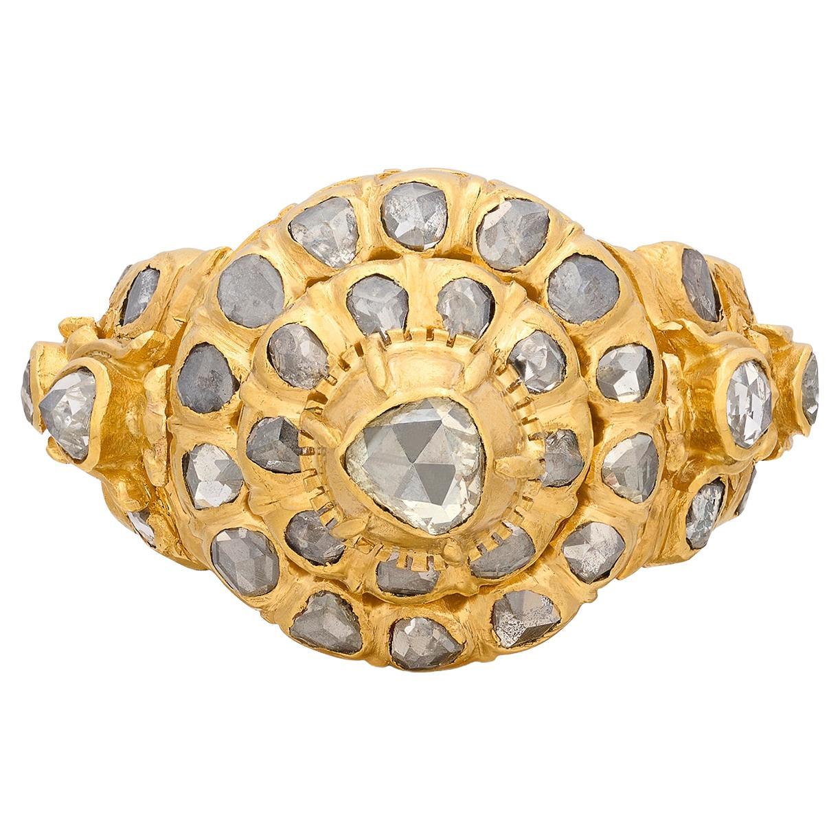 Antique 22k Gold & Diamond Poison Ring