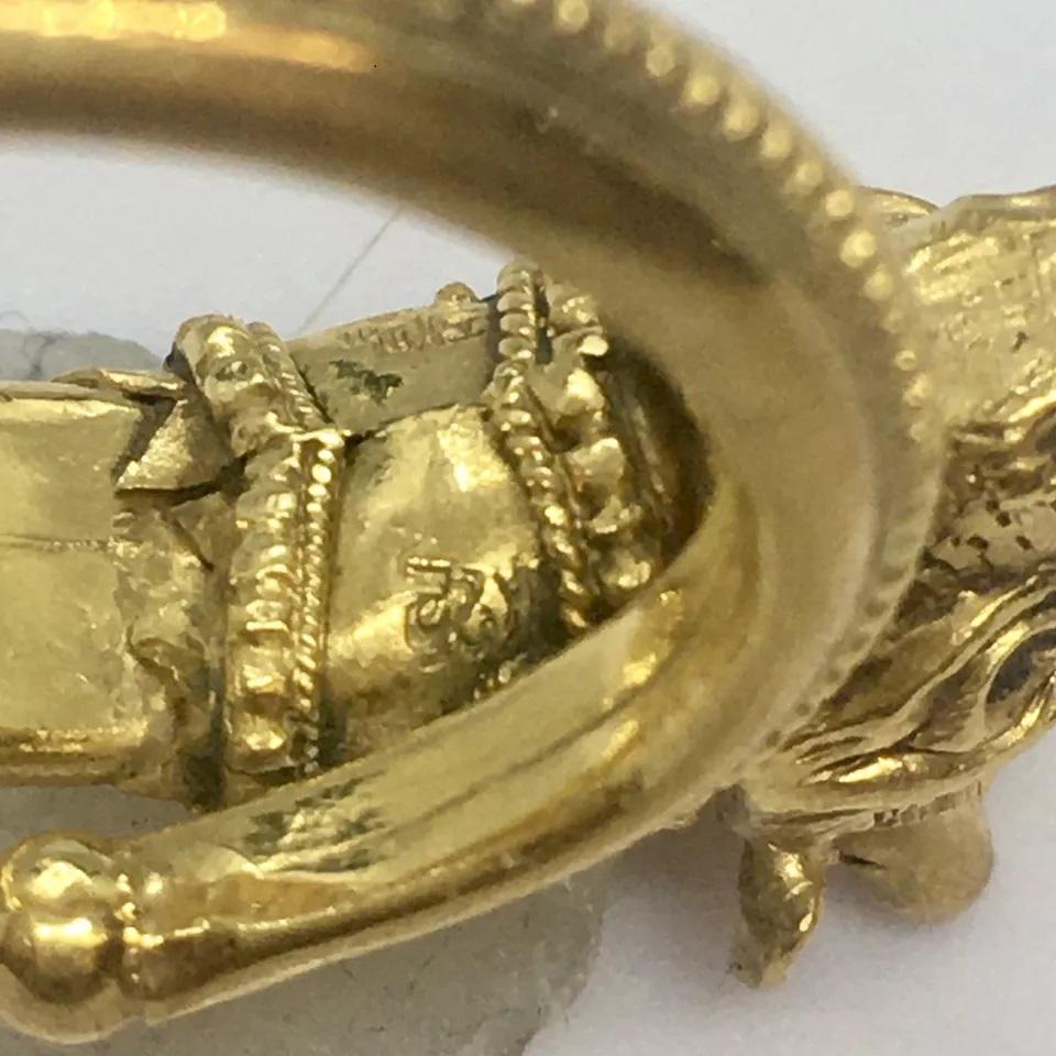 Women's Antique 22K GOLD El Toro Ring 7.7 Gram Size 5 Adjustable Granulation Hand Made For Sale