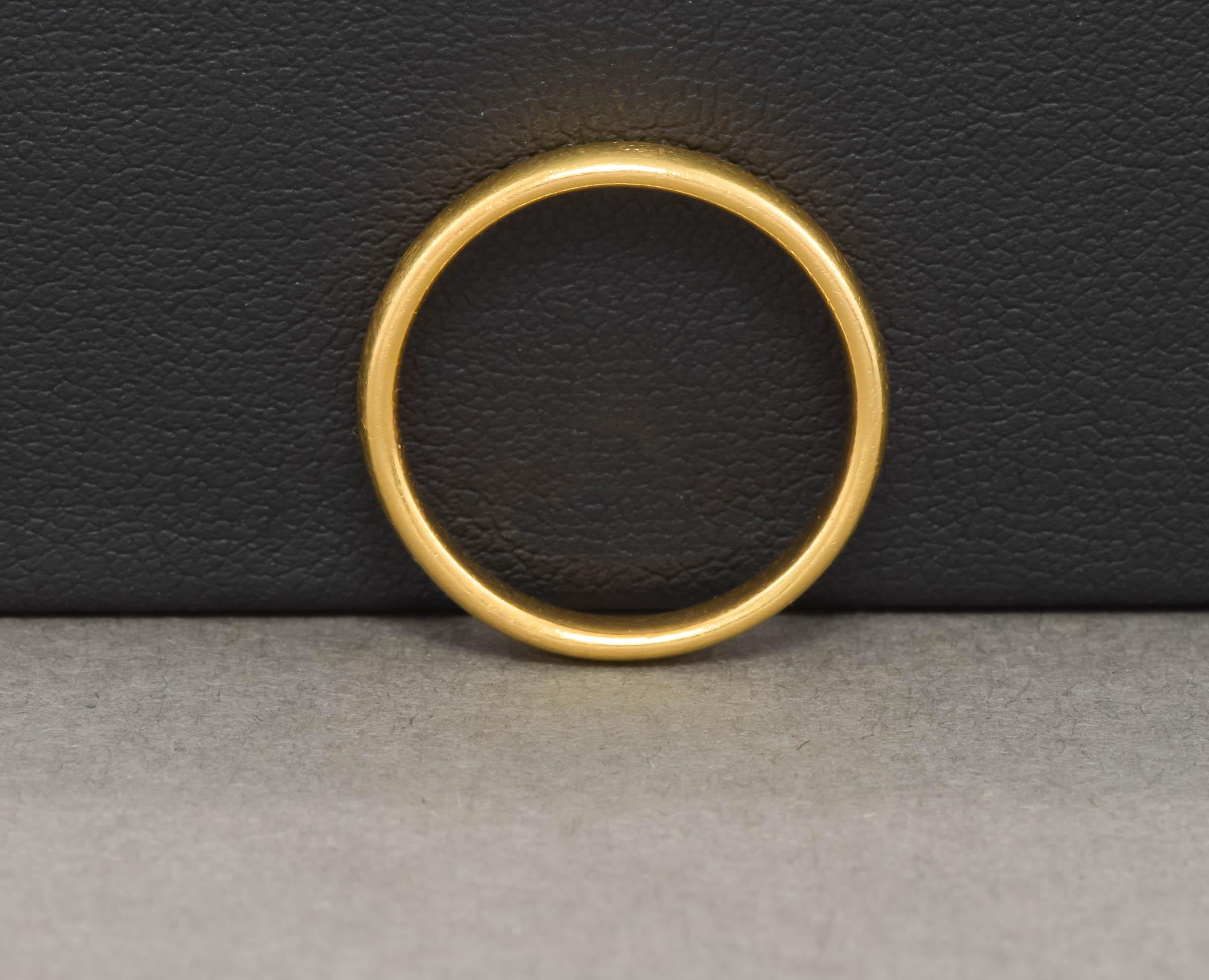 Antiker 22 Karat Gold Ehering oder Stapelring, gestempelt 1916 - 1917 1