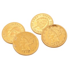 Antique 22k Yellow Gold Cuban and American Gold Coin Cufflinks