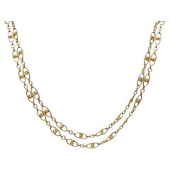 Antique 22Kt yellow Gold 42 inches Chain Necklace with 18Kt Gold Dog Clip Clasp