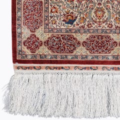 Antique 22x22 Quality Signed Hereke Silk Rug - Mid 20th Century