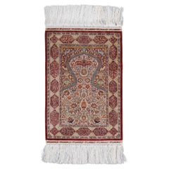 Antique 22x22 Quality Signed Hereke Silk Rug - Mid 20th Century